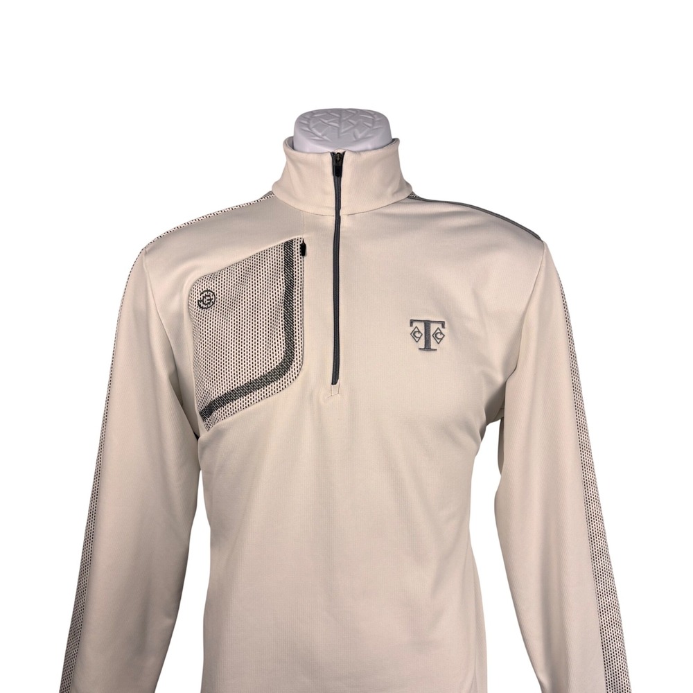 Galvin Green Mens 1/4 Zip Dwight Golf Pullover Cream White Textured Mid Layer M